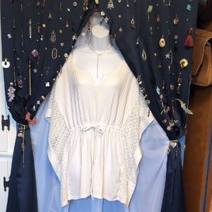 Crochet Kimono Blouse with Tie Waist Details